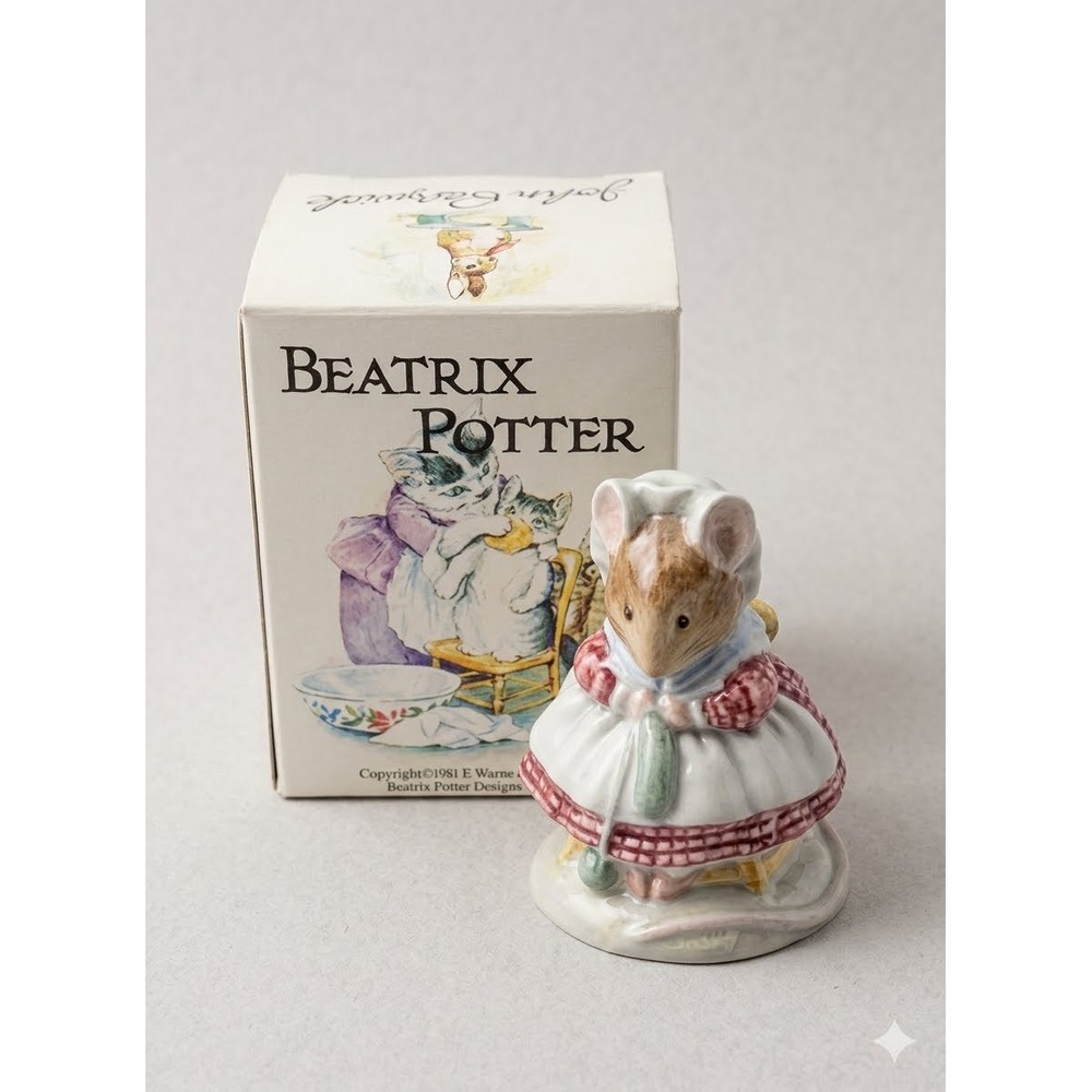Beswick Beatrix Potter The Old Woman Who Lived in a Shoe Knitting Figurine Box
